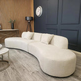 Margot Curved Beige Boucle 4 Seater Sofa - Pendle Village Furniture
